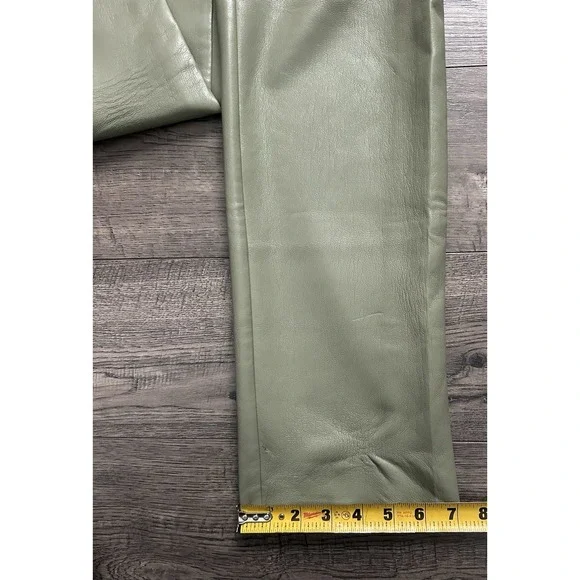 Wilfred Aritzia Melina Pants Size 2 Green Vegan Leather High Rise Straight Leg - Picture 5 of 9